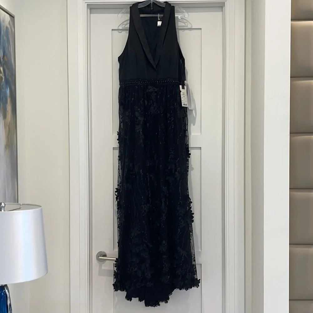 TUXEDO INSPIRED FLORAL EMBROIDERED GOWN - Picture 6 of 12